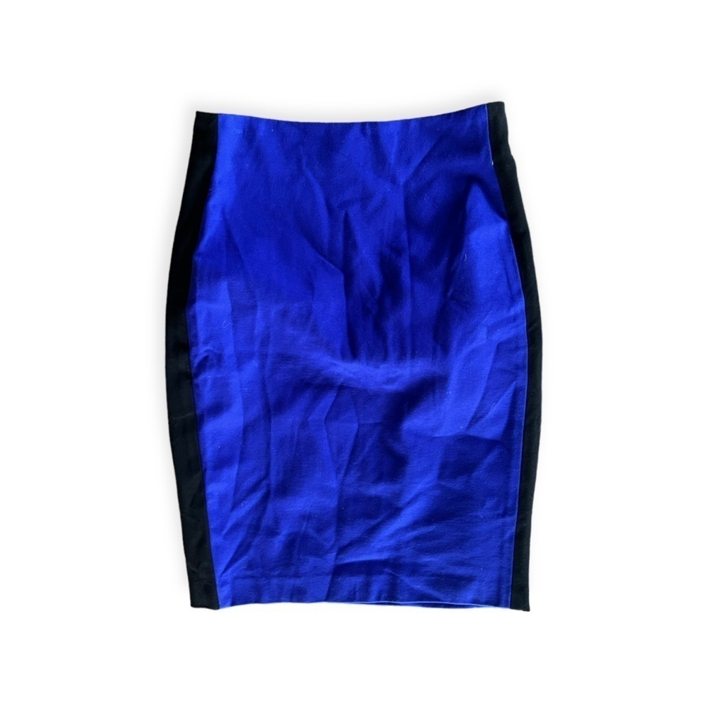 Diane Von Furstenberg DVF pencil straight skirt blue black Sz 4 small